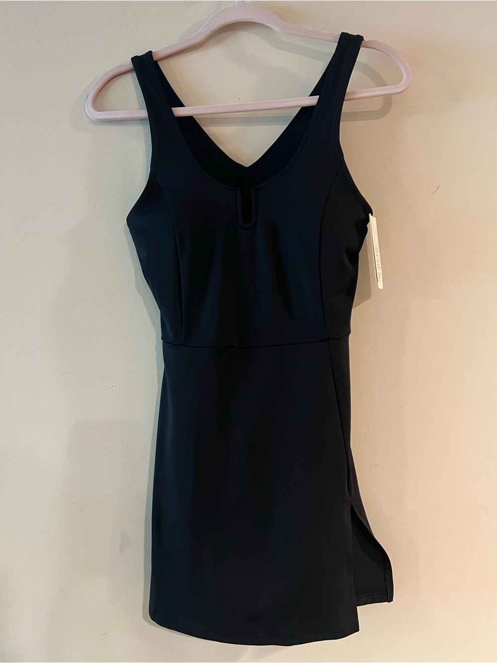all in motion Black V‑Neck Tank Mini Dress with Side Slit